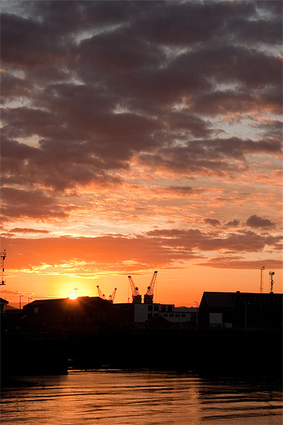 Sunrise Swansea Docks Picture Board by Dan Davidson