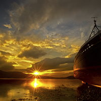 Buy canvas prints of Loch Eil wreckship by R K Photography