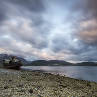 Buy canvas prints of Loch Eil wreckship by R K Photography