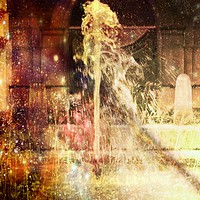 Buy canvas prints of Fountain of Coloured Champagne. by Heather Goodwin