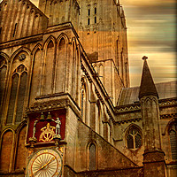 Buy canvas prints of The Wells Cathedral Clock. by Heather Goodwin