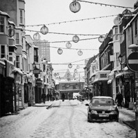 Buy canvas prints of Brighton Snows Black + White 01 by Martyn Taylor