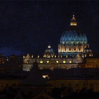Buy canvas prints of St. Peter’s Basilica at Night by David Pringle