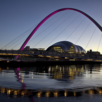 Buy canvas prints of Gateshead Millennium Bridge and Sage Gateshead by David Pringle