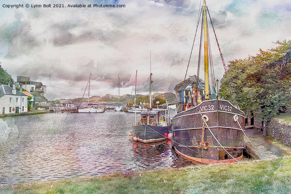 Clyde Puffer at Crinan Canal Basin Picture Board by Lynn Bolt