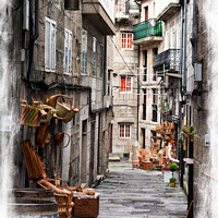 Buy canvas prints of Basket Sellers of Vigo Spain by Lynn Bolt