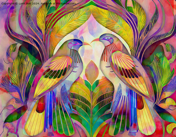 Love Birds Art Deco Style Picture Board by Lynn Bolt