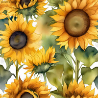 Buy canvas prints of Sunflowers Watercolour Effect by Lynn Bolt