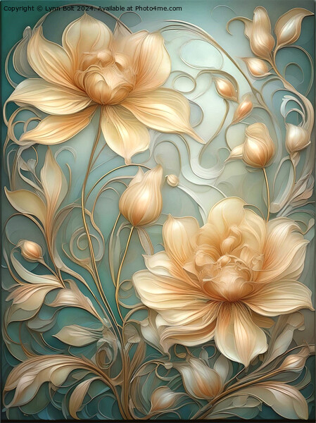 Flowers Art Nouveau Style Picture Board by Lynn Bolt