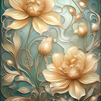 Buy canvas prints of Flowers Art Nouveau Style by Lynn Bolt