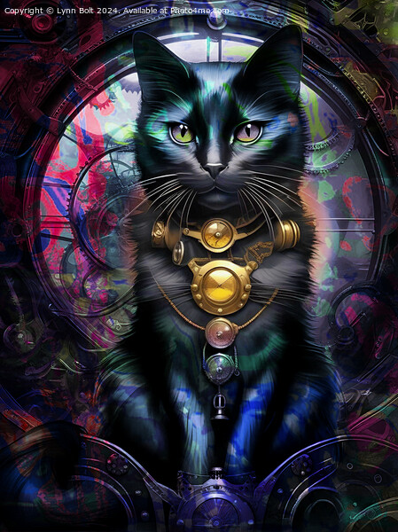 Steam Punk Black Cat Picture Board by Lynn Bolt
