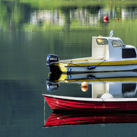 Buy canvas prints of Red Boat Yellow Boat by Lynn Bolt