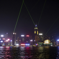 Buy canvas prints of  Hong Kong Laser Show by Lynn Bolt