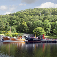 Buy canvas prints of  Clyde Puffer on the Crinan Canal by Lynn Bolt