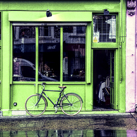 Buy canvas prints of  Green Shop by Lynn Bolt