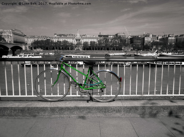 Green Bike by The Thames Picture Board by Lynn Bolt