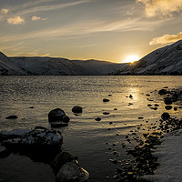 Buy canvas prints of Loch Muick sunset by alan bain