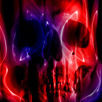 Buy canvas prints of Flaming skull by Nathan Wright