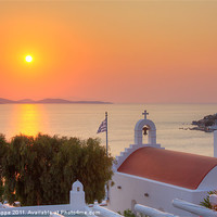 Buy canvas prints of Mykonos sunset from Agios Ioannis by Rory Trappe