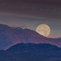 Buy canvas prints of Moonrise behind the mountains of Snowdonia by Rory Trappe