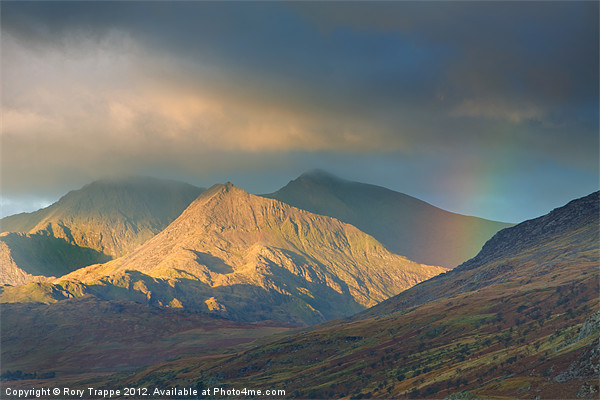 A rainbow near Crib Goch Picture Board by Rory Trappe
