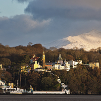 Buy canvas prints of  Portmeirion with Snowdon in the Background by Rory Trappe