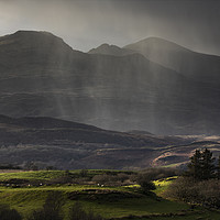 Buy canvas prints of Rain shower over the Moelwyn range by Rory Trappe