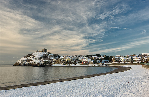 Snow on Criccieth beach Picture Board by Rory Trappe