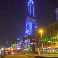 Buy canvas prints of Blackpool Tower Lights. by Jacqui Kilcoyne