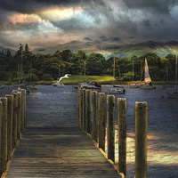 Buy canvas prints of Sunrise over  Windermere. by Irene Burdell