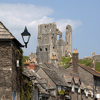 Buy canvas prints of  Corfe Castle and Village. by Irene Burdell