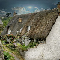 Buy canvas prints of  Cottage in Cornwall by Irene Burdell