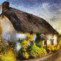 Buy canvas prints of Thatch Cottage  Cornwall uk by Irene Burdell