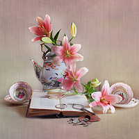 Buy canvas prints of Still life with Lilies  by Irene Burdell