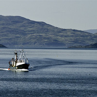 Buy canvas prints of Trawler Crossing Crinan Sound by Tim O'Brien