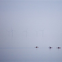 Buy canvas prints of Canoeists in the mist by Helen McAteer
