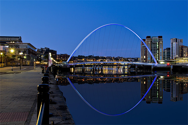 Quayside Millennium Bridge Reflection Picture Board by Kevin Tate