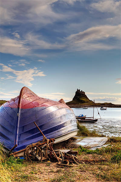 Lindisfarne Fishing Boat Picture Board by Kevin Tate
