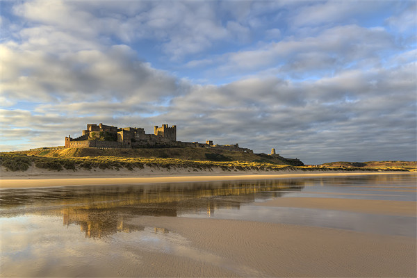 Bamburgh Castle Reflection Picture Board by Kevin Tate