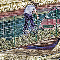 Buy canvas prints of BMX Stunt by Kevin Tate