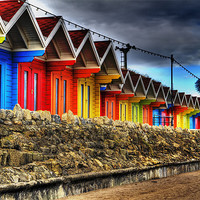 Buy canvas prints of Scarborough Beach Huts by Kevin Tate