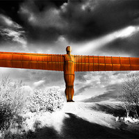 Buy canvas prints of Angel of the North,highkey by Kevin Tate
