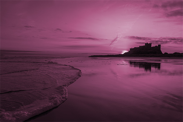 Bamburgh Pink Sunrise Picture Board by Kevin Tate