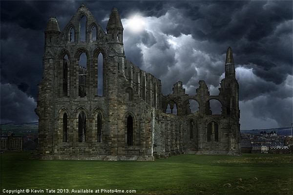 Whitby Abbey at night Picture Board by Kevin Tate
