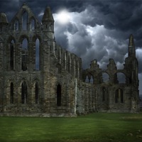 Buy canvas prints of Whitby Abbey at night by Kevin Tate