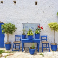 Buy canvas prints of Greek courtyard by Kevin Tate