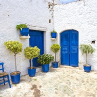Buy canvas prints of Greek courtyard by Kevin Tate