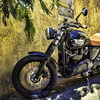 Buy canvas prints of Triumph scrambler motorcycle by Kevin Tate