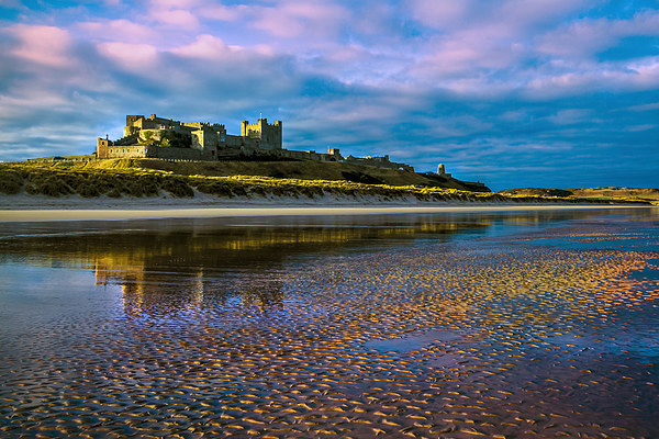 Bamburgh Castle Evening Sun Picture Board by Kevin Tate