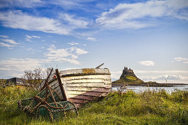  Holy Island Fishing Boat Picture Board by Kevin Tate